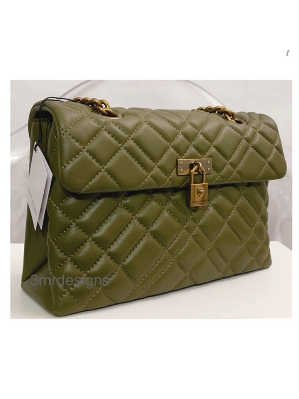 NWT Kurt Geiger London BRIXTON Olive Green Soft Leather Shoulder Bag